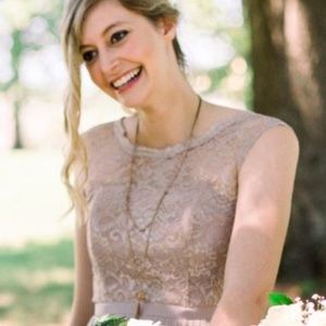 David's Bridal Long Bridesmaid Dress Lace Bodice